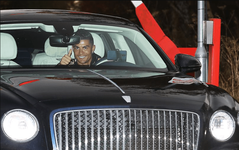 Cristiano Ronaldo leaves Manchester United training session in good spirits
