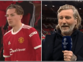 Video: Incredibly moving moment as Robbie Savage commentates on his son Charlie making his Man Utd debut